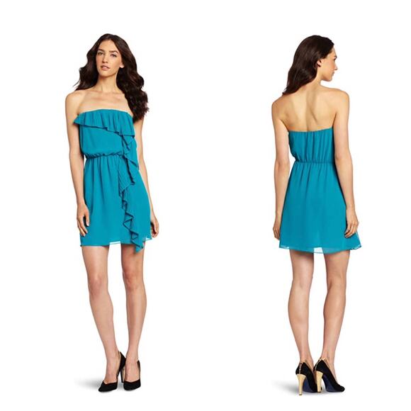 BCBGeneration Women's Strapless Ruffle Tube Dress Black Mini Size XXS Cocktail - Picture 12 of 12